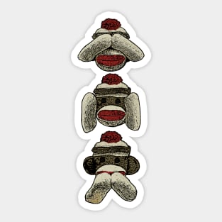 Three Wise Sock Monkeys Sticker